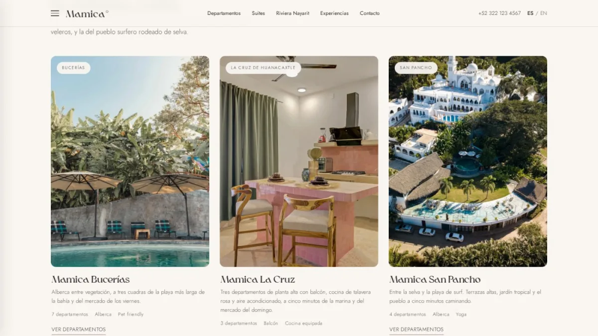 Casa Mamica — captura 2 del sitio web