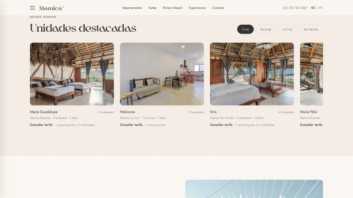 Casa Mamica — captura 3 del sitio web
