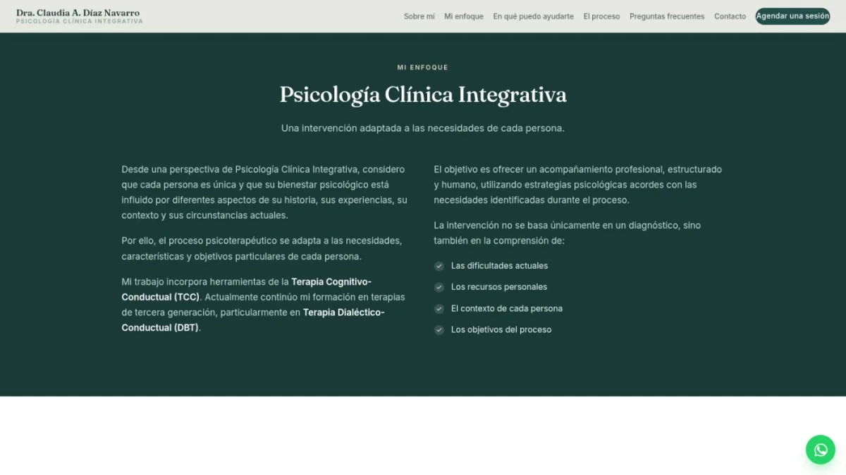 Dra. Claudia Díaz Navarro — captura 3 del sitio web