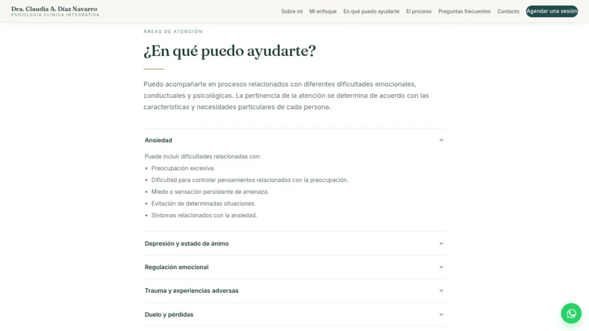 Dra. Claudia Díaz Navarro — captura 4 del sitio web