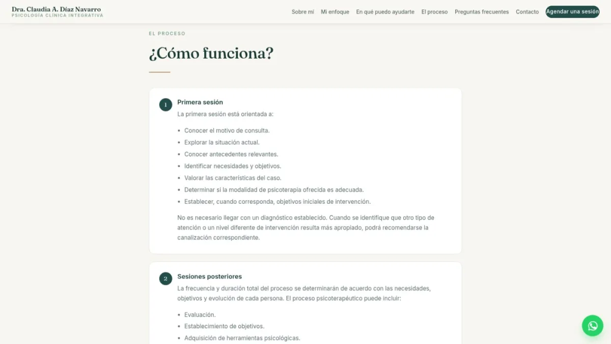 Dra. Claudia Díaz Navarro — captura 5 del sitio web