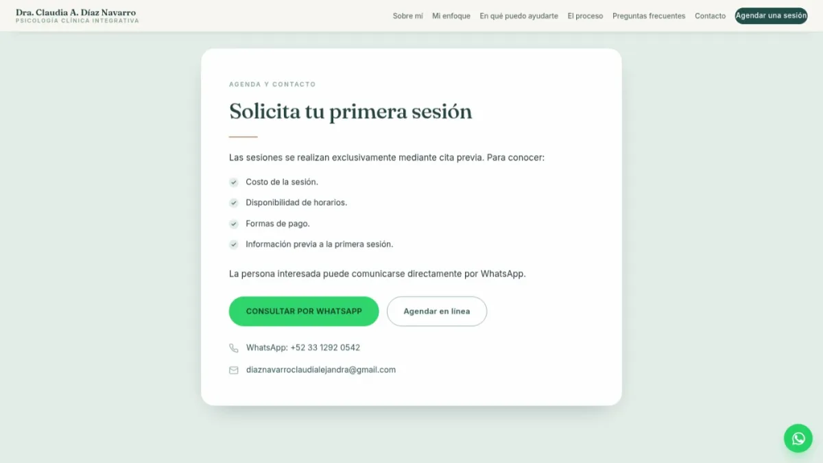 Dra. Claudia Díaz Navarro — captura 6 del sitio web