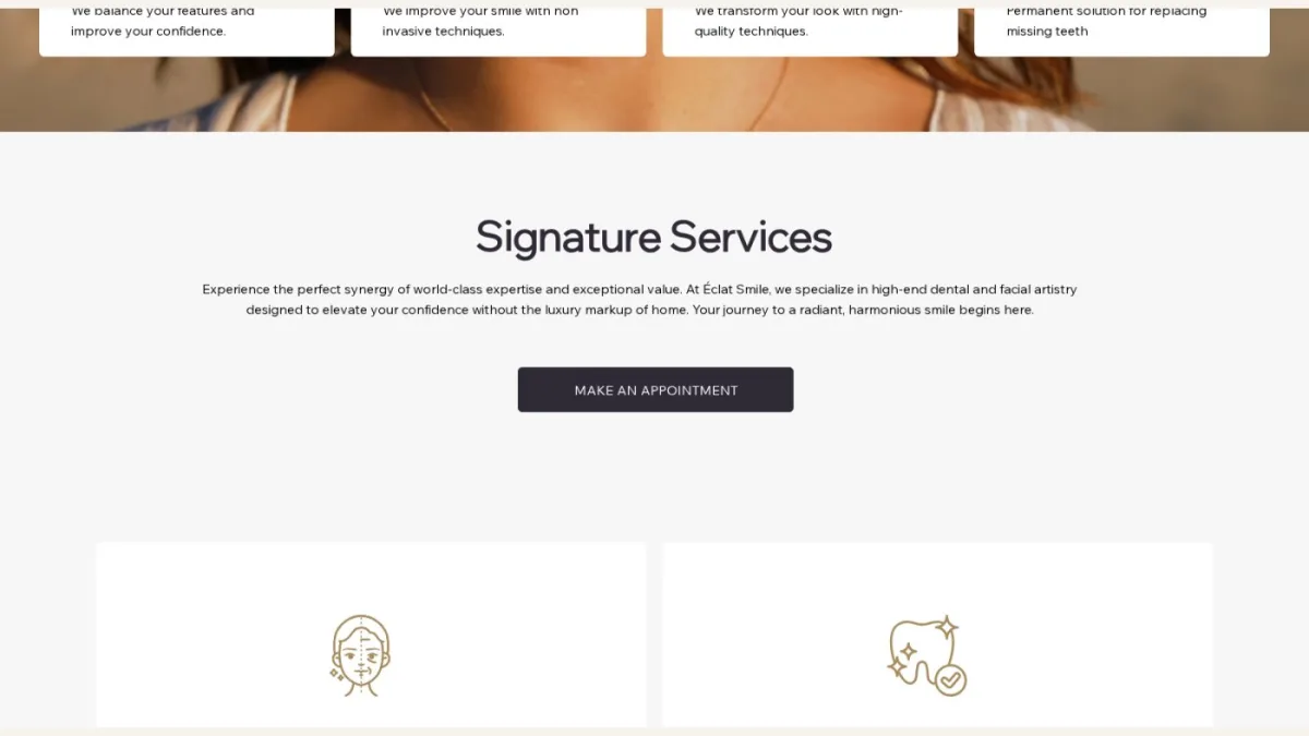 Éclat Smile — captura 2 del sitio web
