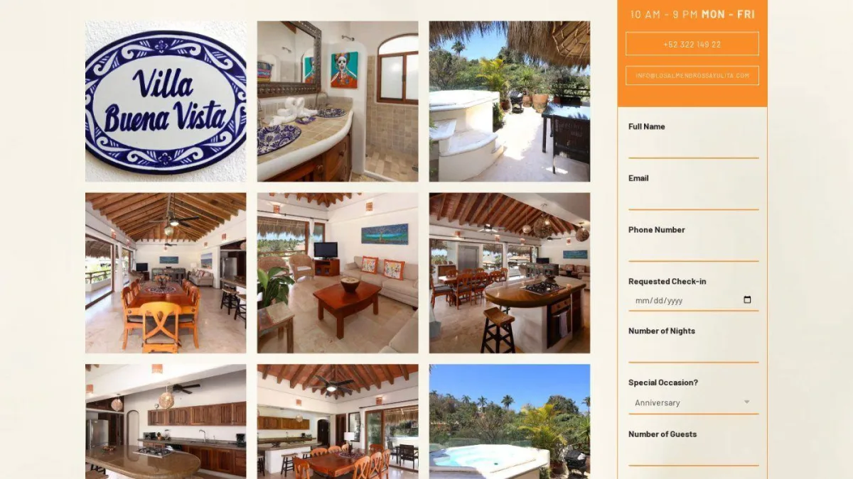 Los Almendros Sayulita — captura 3 del sitio web